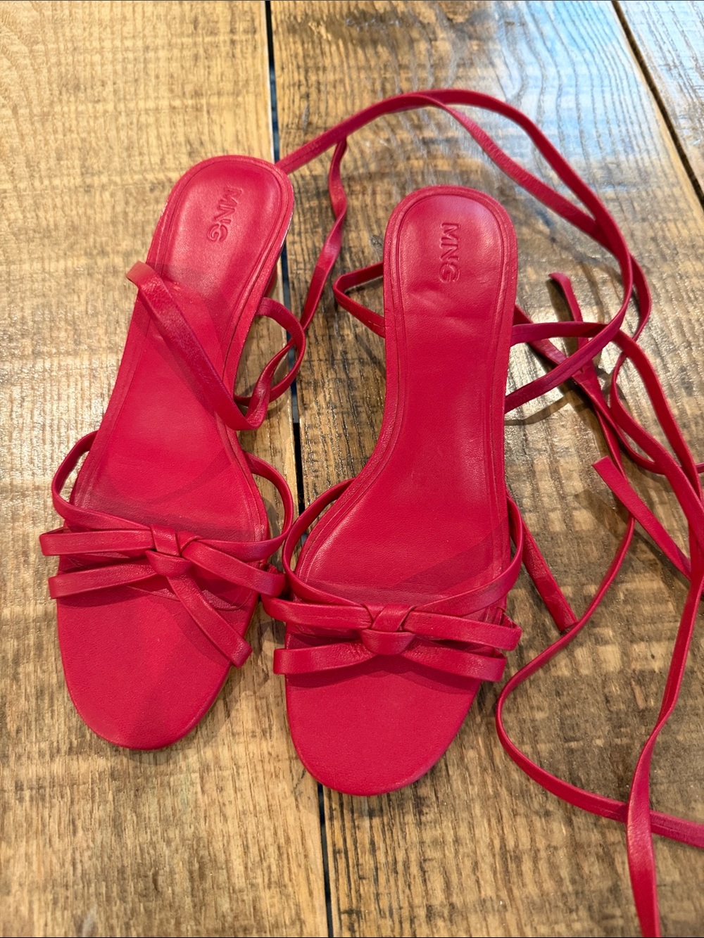 Mango Red Lace-Up Sandals, 36